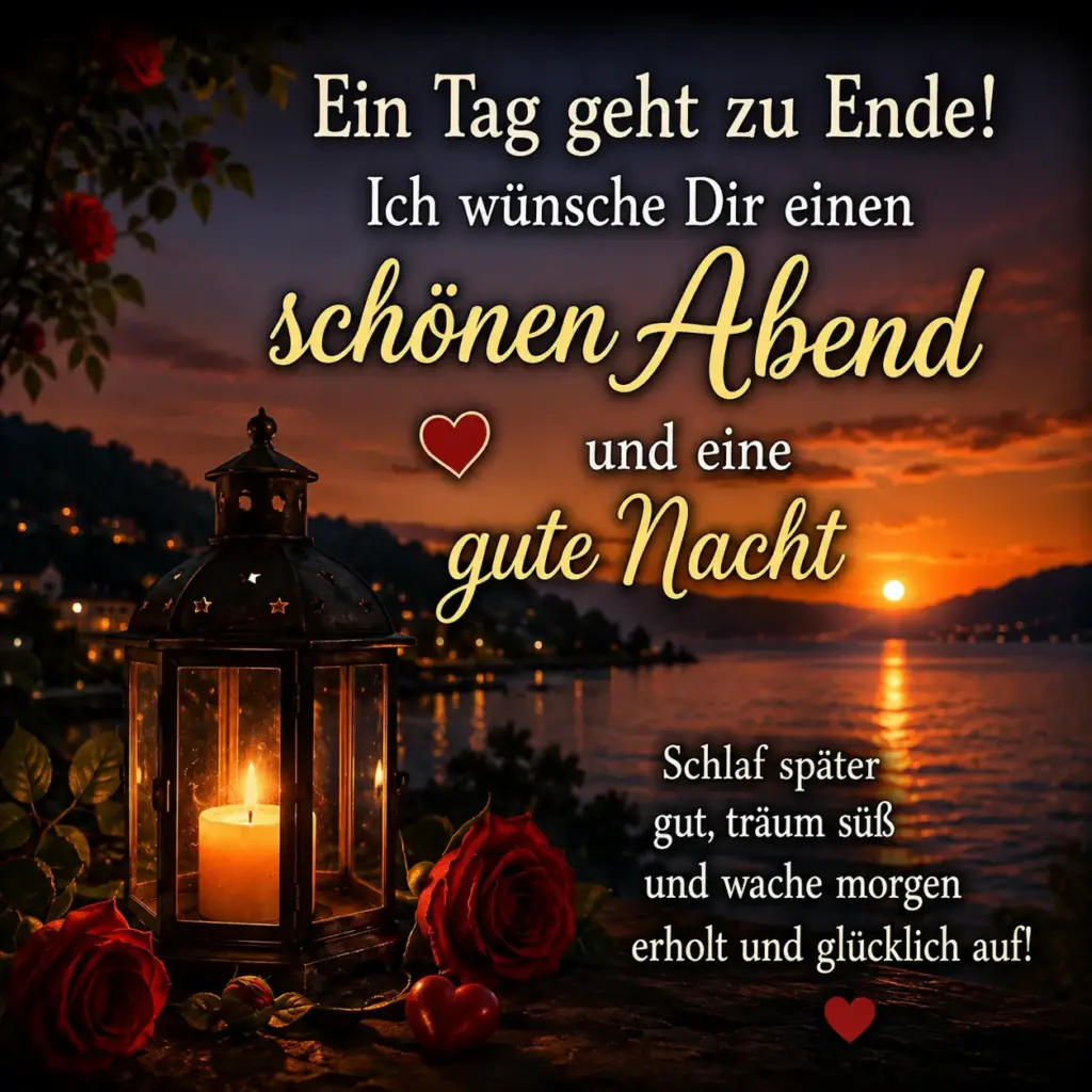 Ein Tag geht zu Ende Schönen Abend und Gute Nacht Bilder