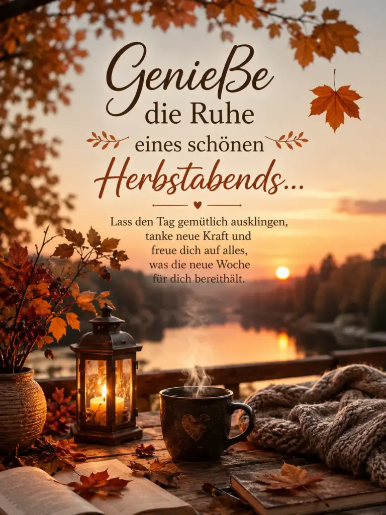 Genieße die Ruhe eines schönen Herbstabends mit Buch und Kaffee