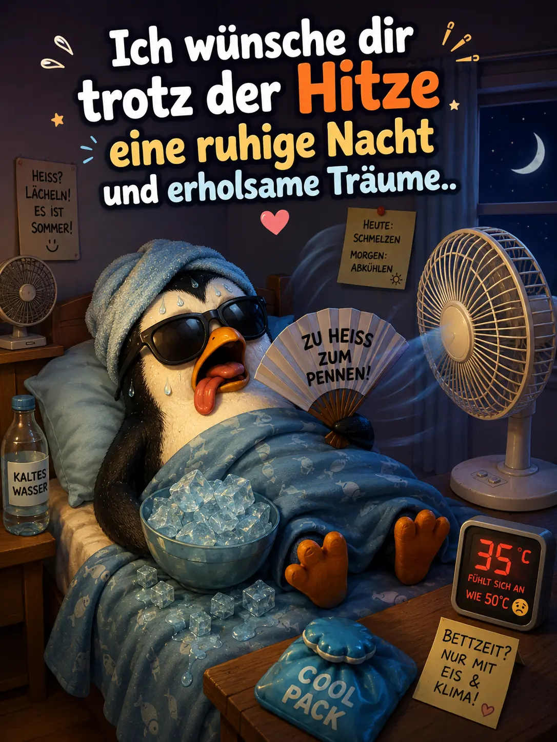 Gute Nacht Hitze – Lustige Grüße für heiße Sommernächte