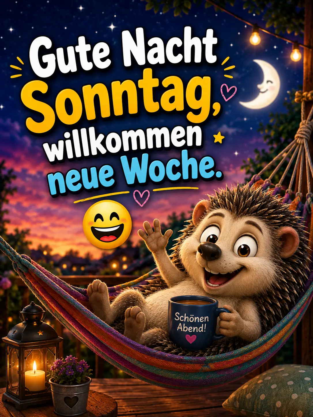 Gute Nacht Sonntag und willkommen in der neuen Woche Bilder