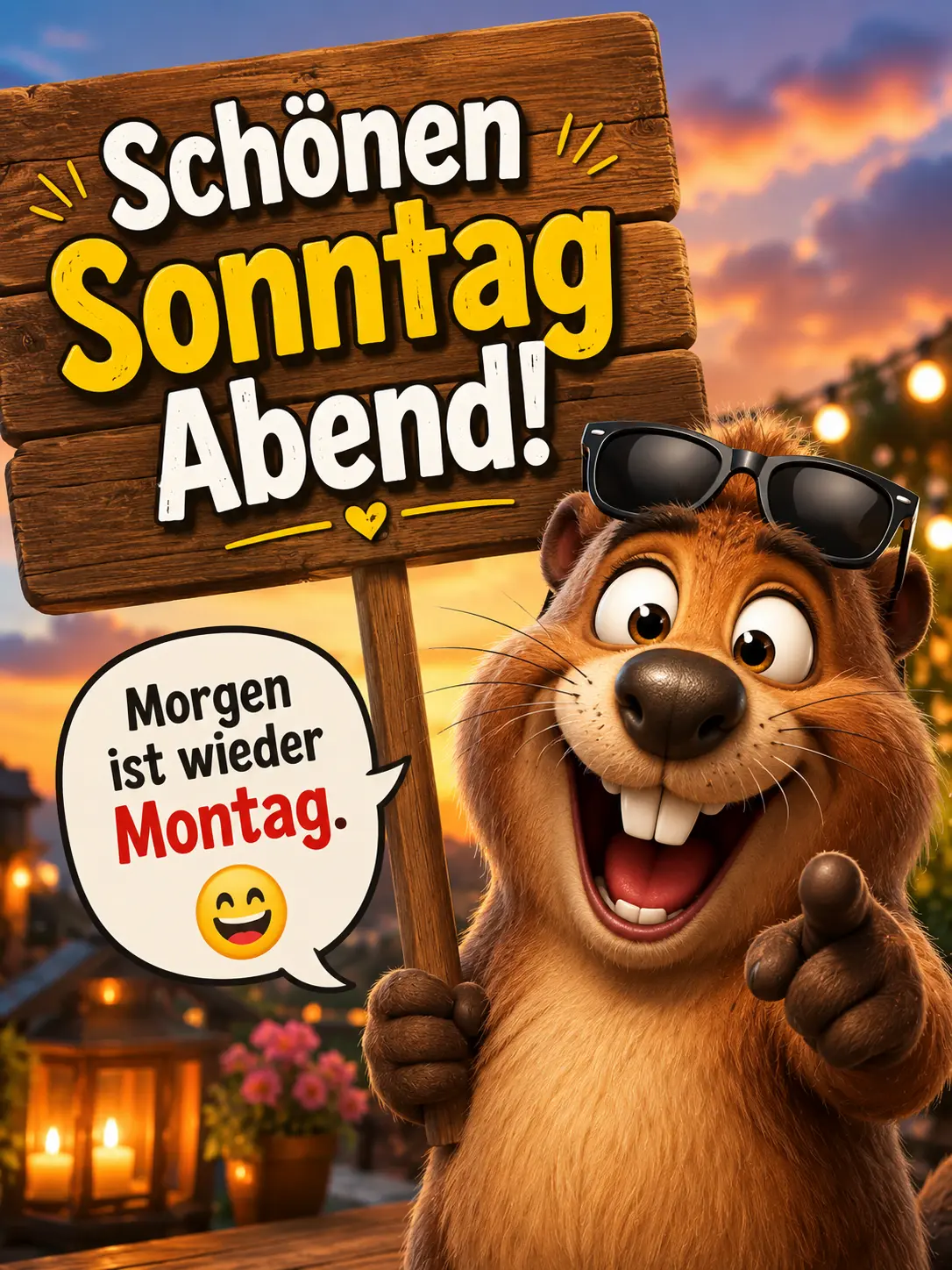 Lustige Schönen Sonntag Abend und Morgen ist wieder Montag Bilder