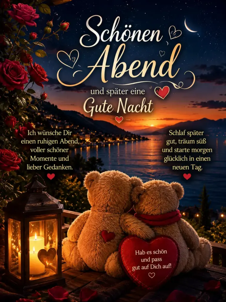Schönen Abend und Gute Nacht Bilder mit Teddybären