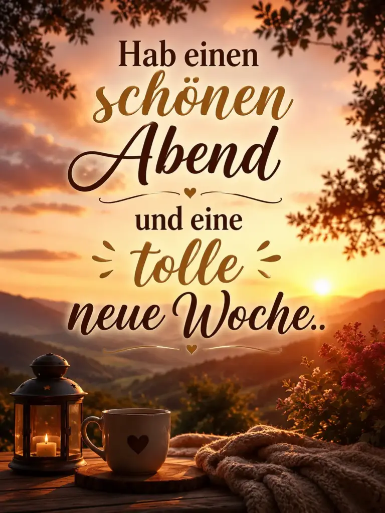 Schönen Abend und eine tolle neue Woche Bilder mit Kaffee