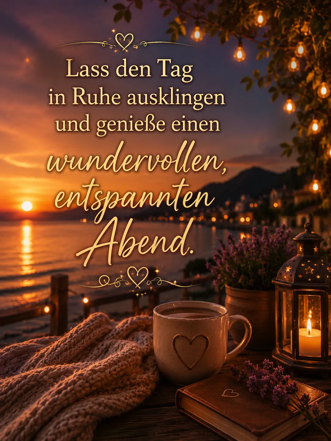 Schönen entspannten Abend Bilder lustig – Tag in Ruhe ausklingen lassen