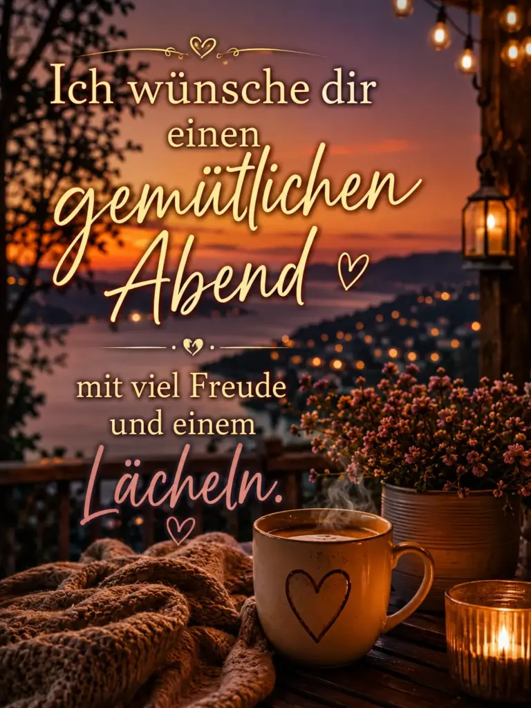 Schönen entspannten Abend Bilder – Gemütlicher Abendgruß mit Kaffee am Meer