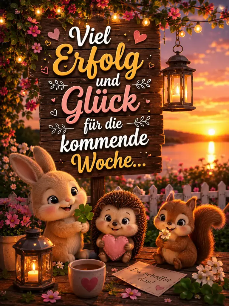 Viel Erfolg und Glück für die kommende Woche Bilder mit Tieren