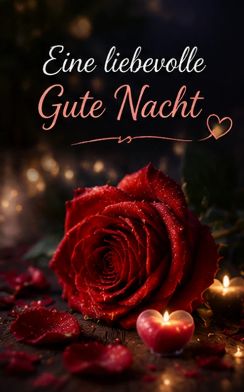 Eine liebevolle Gute Nacht Bilder mit roter Rose