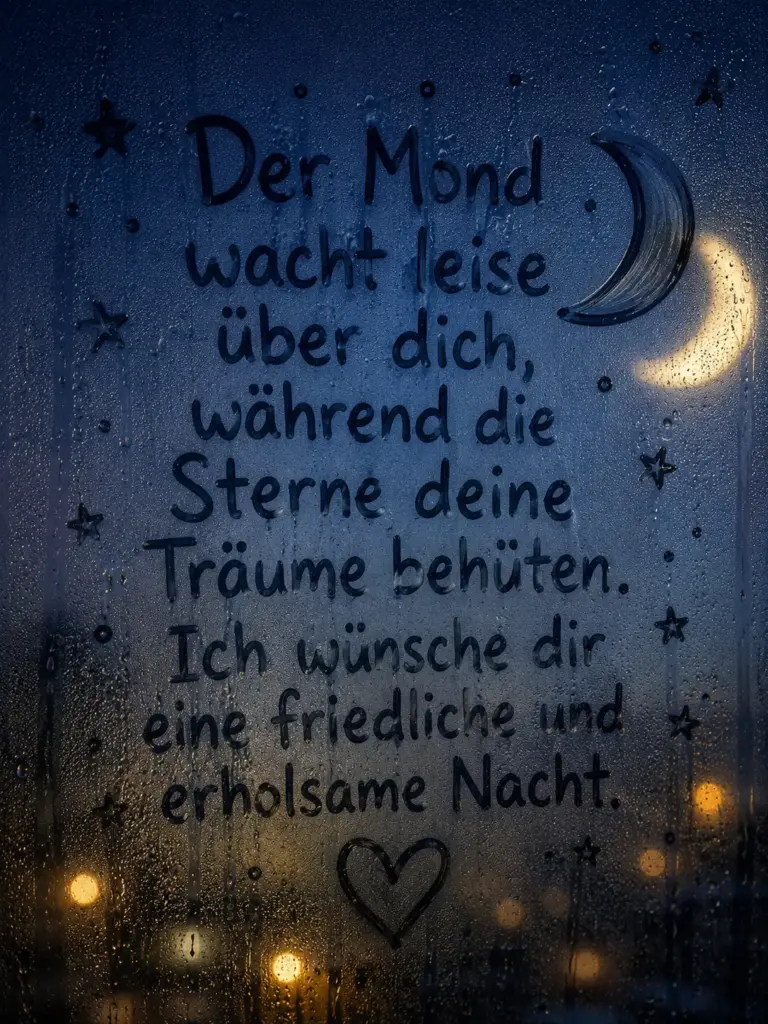Erholsamen Schlaf Gute Nacht Bilder – Spruch auf regennasser Fensterscheibe