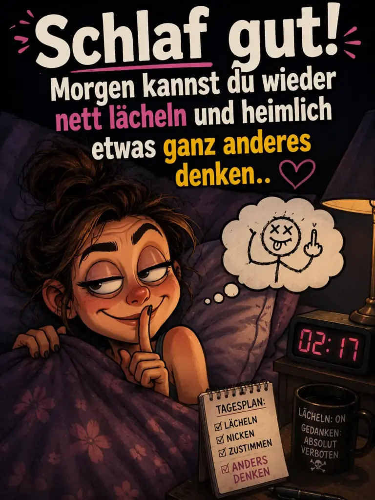 Freche verrückte witzige Gute Nacht Bilder