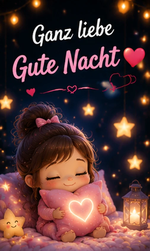 Ganz liebe Gute Nacht Bilder mit schlafendem Mädchen