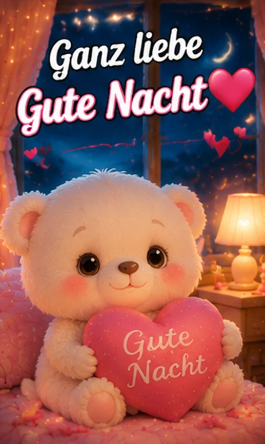 Ganz liebe Gute Nacht Bilder mit weißem Teddybär
