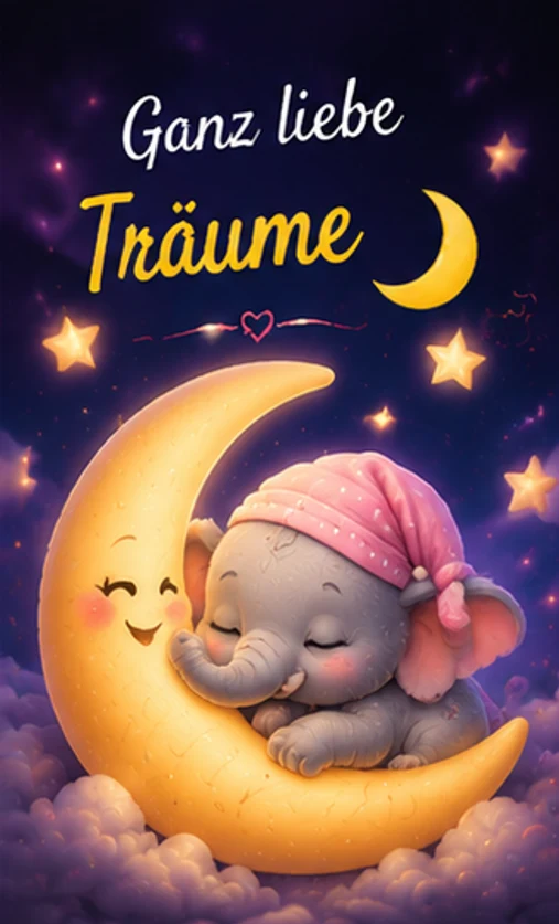 Ganz liebe Träume Bilder mit kleinem Elefant auf dem Mond