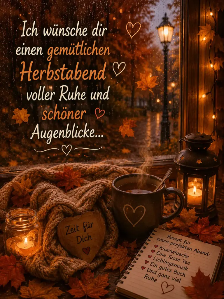 Gemütlichen Abend Bilder Herbst – Gemütlicher Herbstabend voller Ruhe und Tee