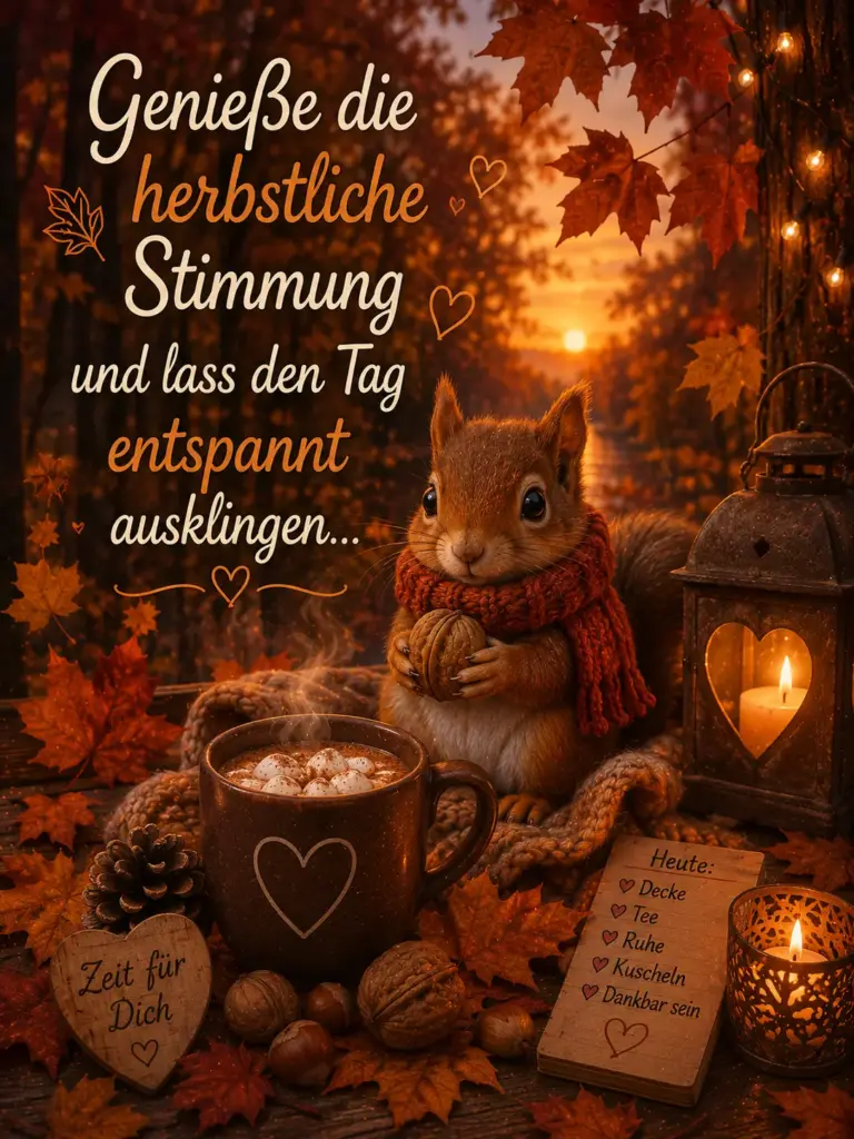 Gemütlichen Abend Bilder Herbst – Herbstliche Stimmung mit Eichhörnchen
