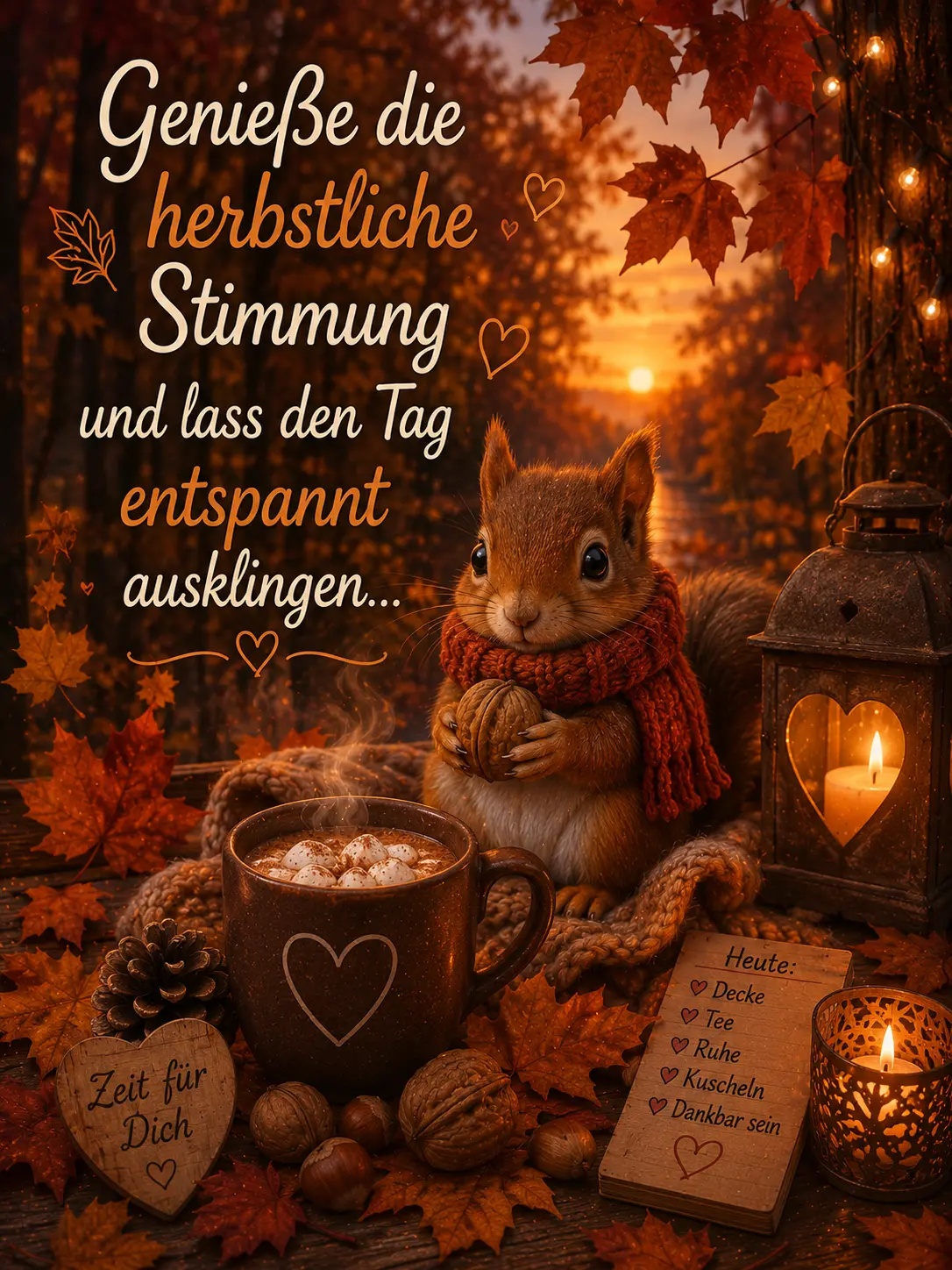 Gemütlichen Abend Bilder Herbst – Herbstliche Stimmung mit Eichhörnchen