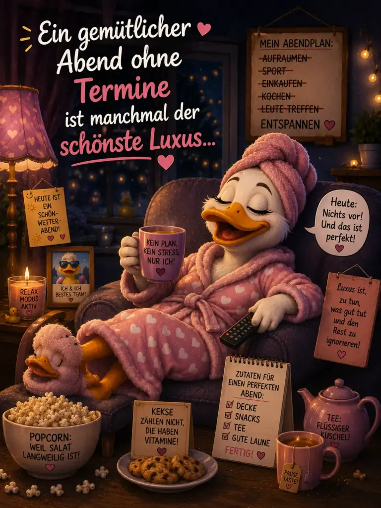 Gemütlichen Abend Bilder lustig – Entspannung mit Ente im Bademantel