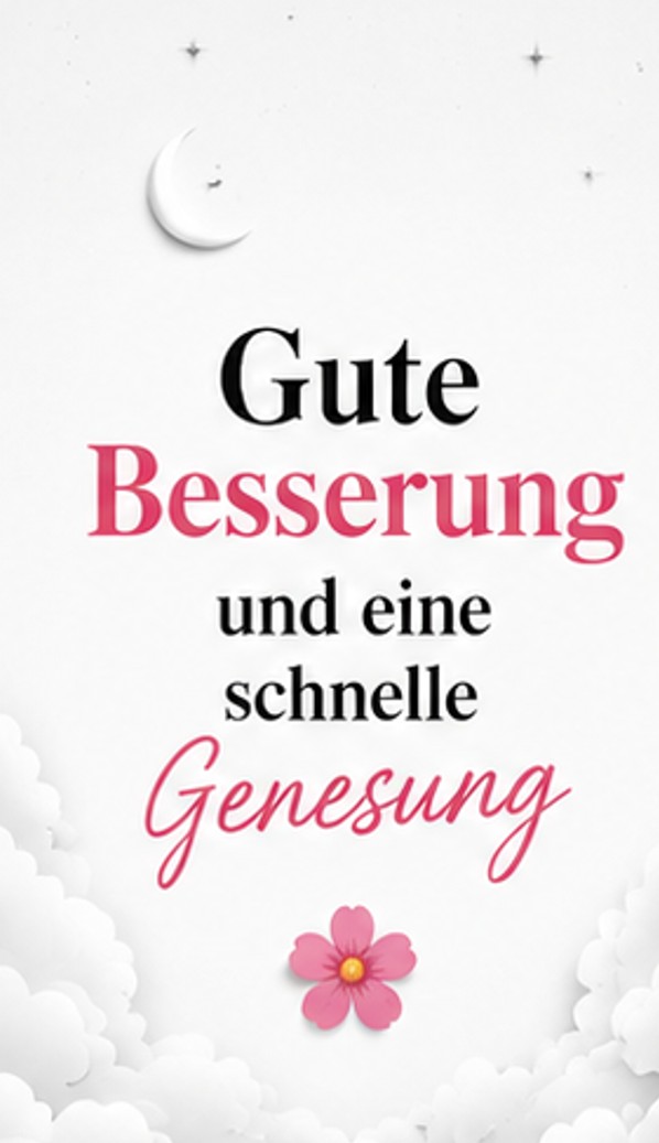 Gute Besserung und eine schnelle Genesung mit Mond und Wolken