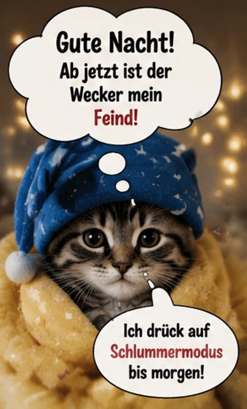 Gute Nacht Ab jetzt ist der Wecker mein Feind Motive Neu