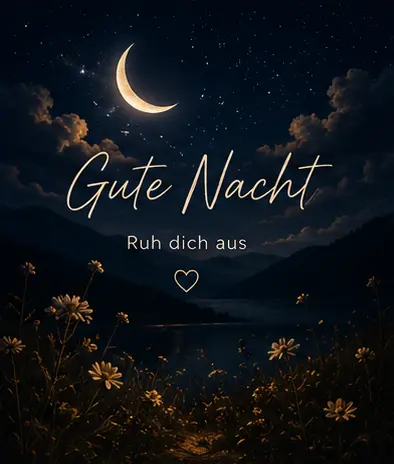 Gute Nacht Bilder Modern und idyllische Berglandschaft im Mondschein