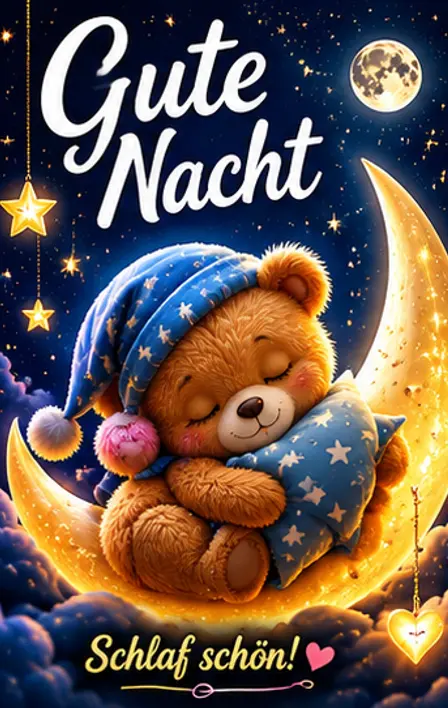 Gute Nacht Bilder Neu und ein schlafender Teddybär auf dem Mond