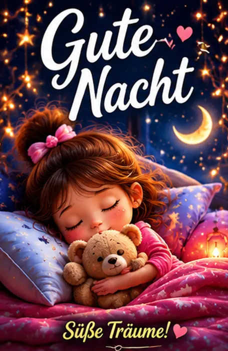 Gute Nacht Bilder Neu und ein schlafendes Mädchen mit Teddybär im Bett
