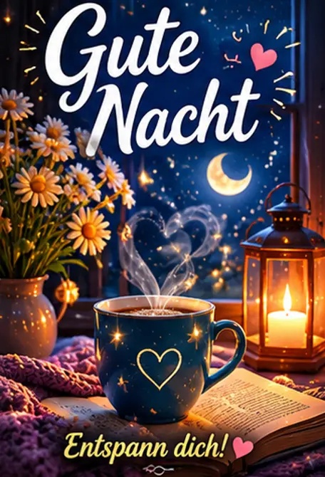 Gute Nacht Bilder Neu und eine gemütliche Kaffeetasse mit Herzmotiv am Fenster