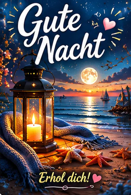Gute Nacht Bilder Neu und eine leuchtende Laterne am Strand bei Vollmond