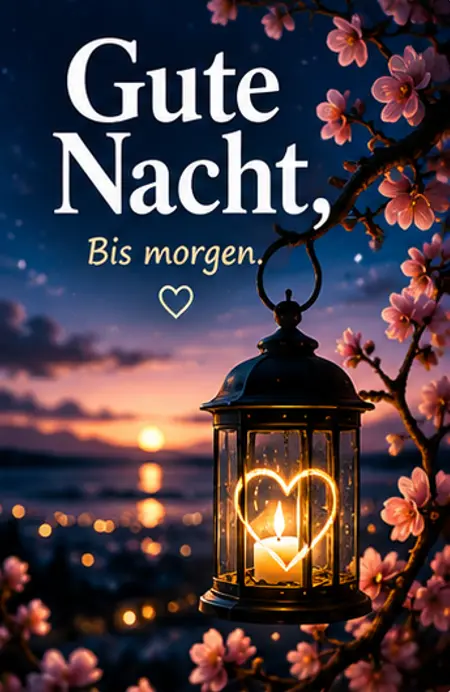 Gute Nacht Bilder Neu und eine leuchtende Laterne mit Herzmotiv im Abendrot