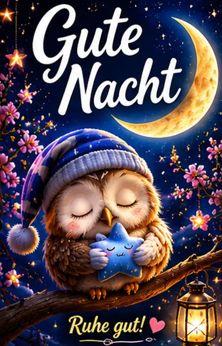 Gute Nacht Bilder Neu und eine schlafende Eule auf einem Ast bei Mondschein