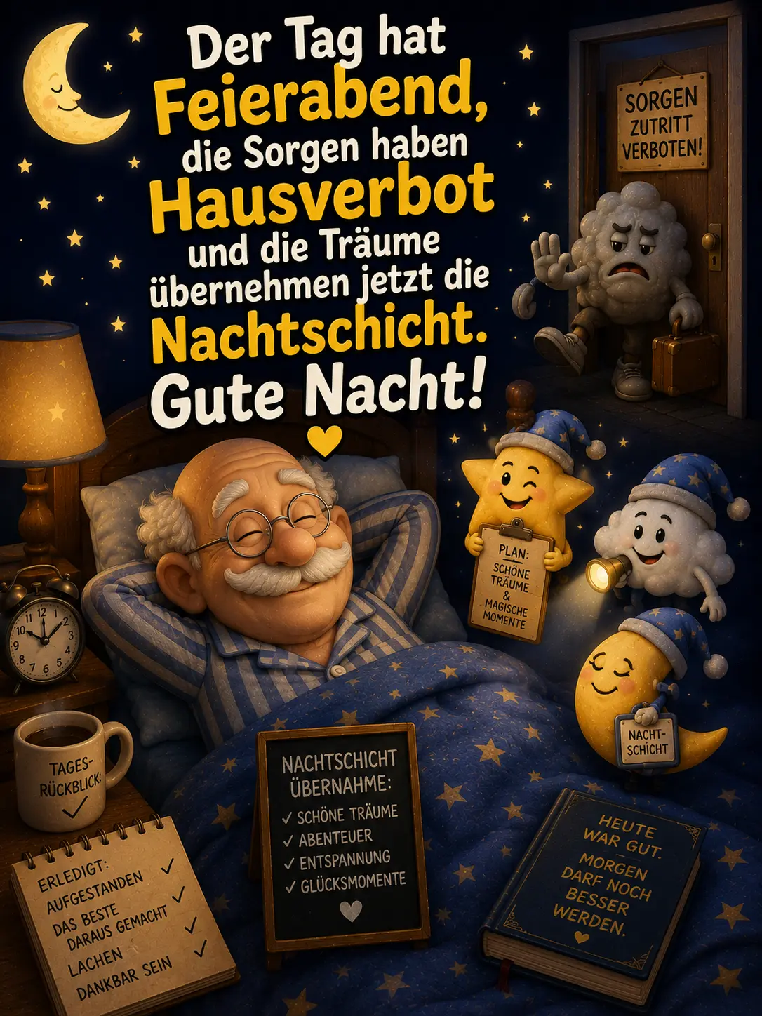 Gute Nacht Bilder lustig – Träume übernehmen die Nachtschicht