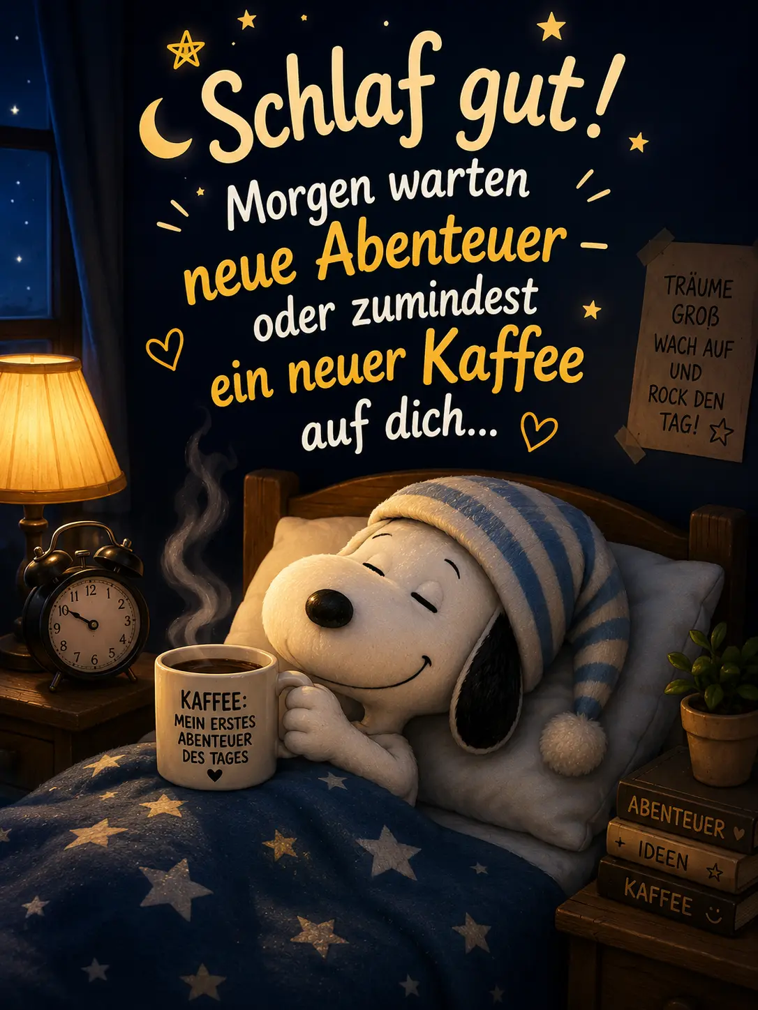 Gute Nacht Bilder neu – Schlafender Hund mit Kaffee