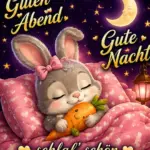 gute nacht gute nacht guten abend hase im bett mit karotte und