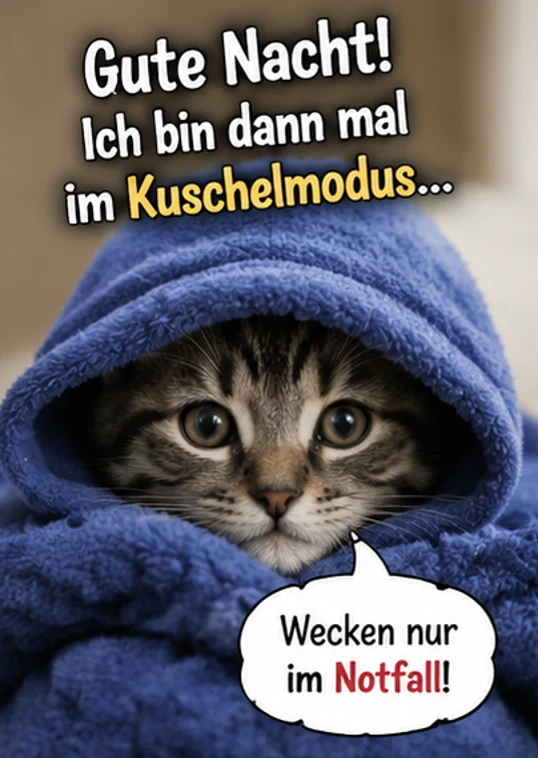 Gute Nacht Ich bin dann mal im Kuschelmodus Vorlagen Gratis