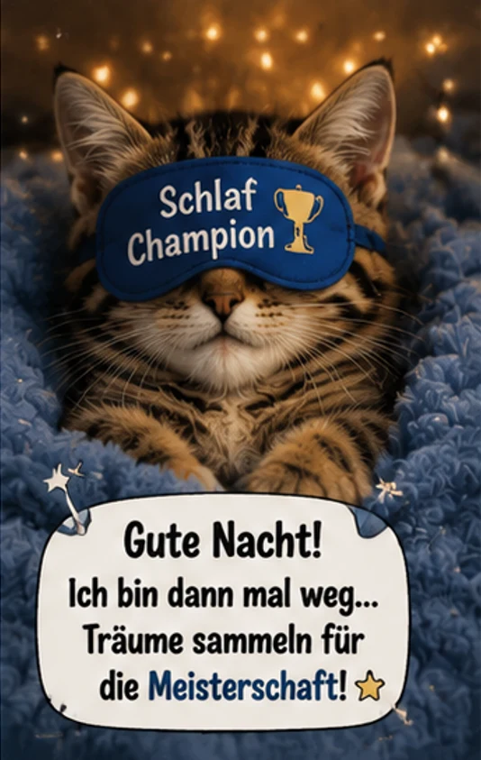 Gute Nacht Ich bin dann mal weg Träume sammeln für die Meisterschaft Motive Kostenlos