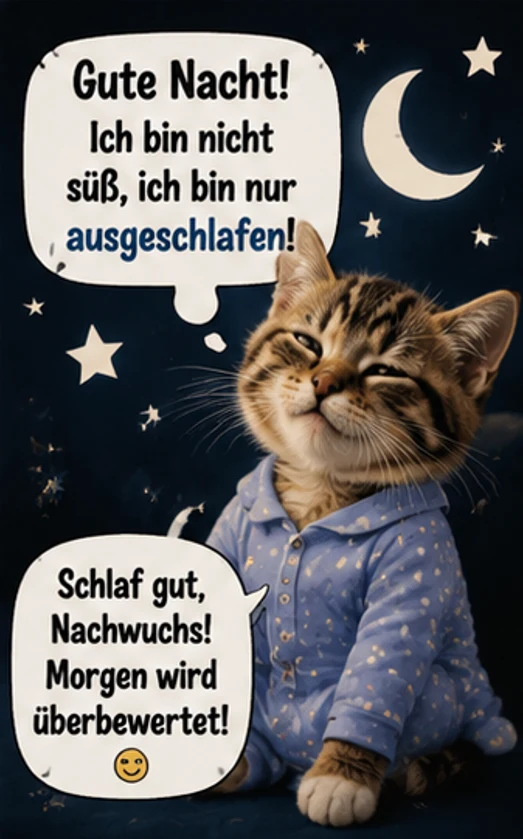 Gute Nacht Ich bin nicht süß ich bin nur ausgeschlafen Designs Gratis