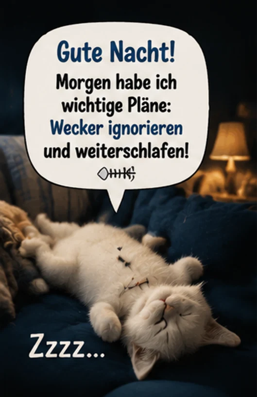 Gute Nacht Morgen habe ich wichtige Pläne Wecker ignorieren und weiterschlafen Vorlagen Gratis