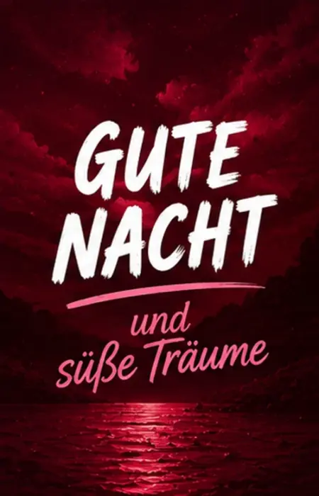 Gute Nacht Schlaf Gut Bilder kostenlos mit dramatischen roten Wolken und unruhiger Meeresoberfläche.