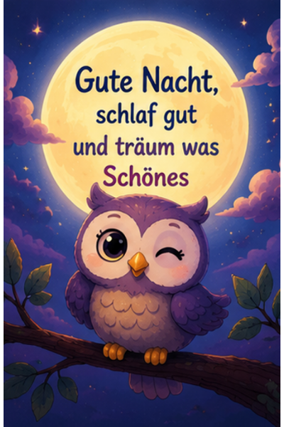 Gute Nacht Schlaf Gut Und Traeum Was Schoenes Eule