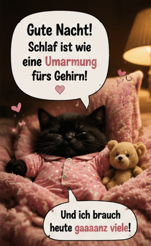 Gute Nacht Schlaf ist wie eine Umarmung fürs Gehirn Karten Motive