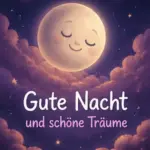 gute nacht und schoene traeume bilder kostenlos mit einem laechelnden vollmond in den wolken