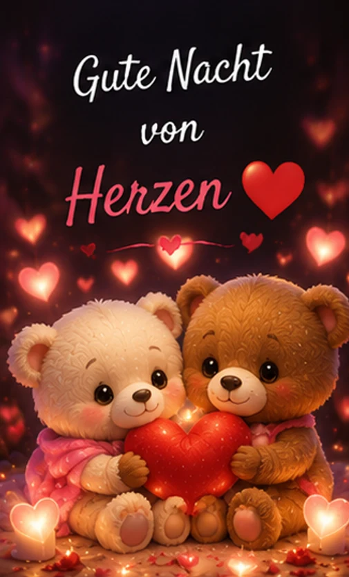 Gute Nacht von Herzen Bilder mit zwei Teddybären