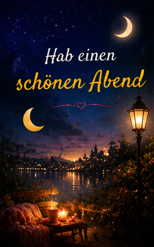 Hab einen schönen Abend Bilder mit Laterne am See