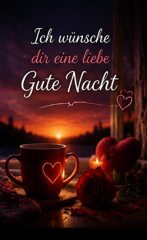 Ich wünsche dir eine liebe Gute Nacht Bilder mit Herz und Rose