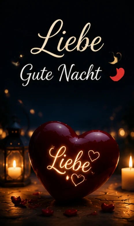 Liebe Gute Nacht Bilder mit leuchtendem Herz