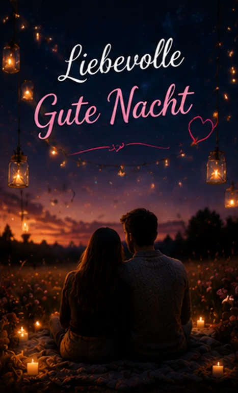 Liebevolle Gute Nacht Bilder mit Paar auf einer Wiese