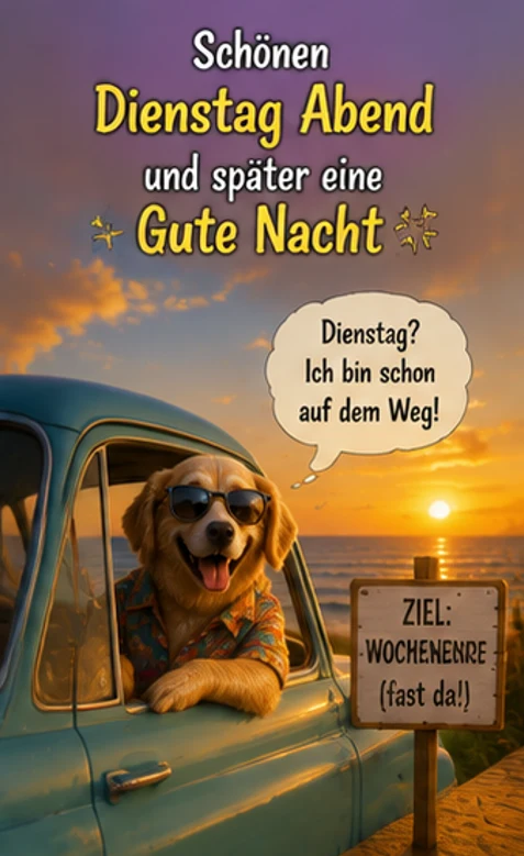 Schönen Dienstag Abend und später eine Gute Nacht