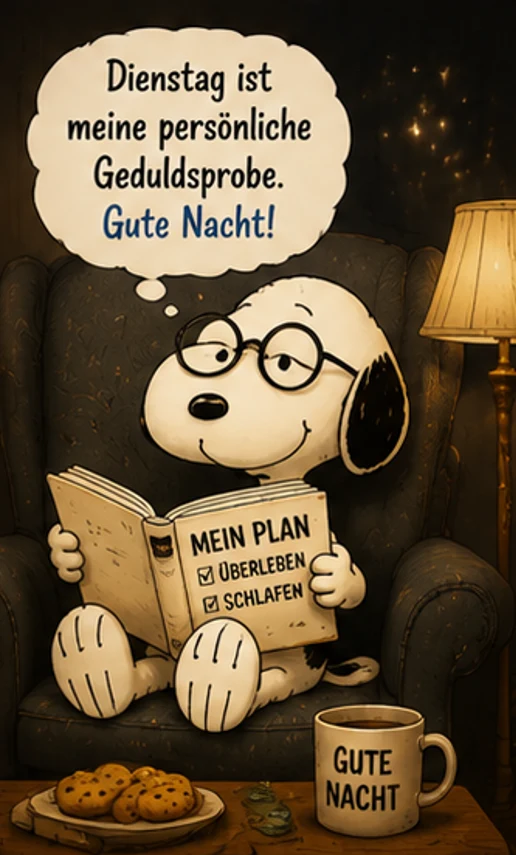 Lustige Dienstag Bilder mit Snoopy im Sessel