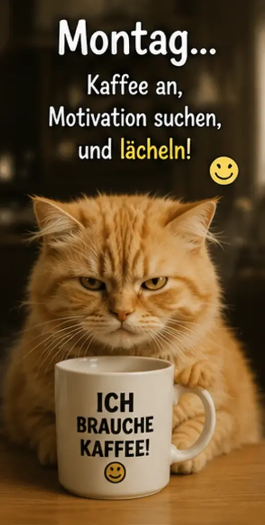 Montag Kaffee an Motivation suchen und lächeln Vorlagen Neu
