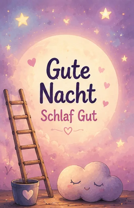 Schlaf Gut Bilder mit Holzleiter und Wolke