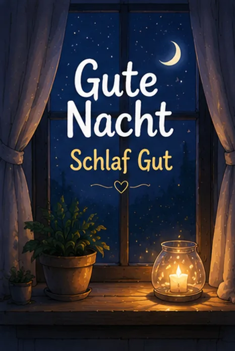 Schlaf Gut Bilder mit Kerze am Fenster